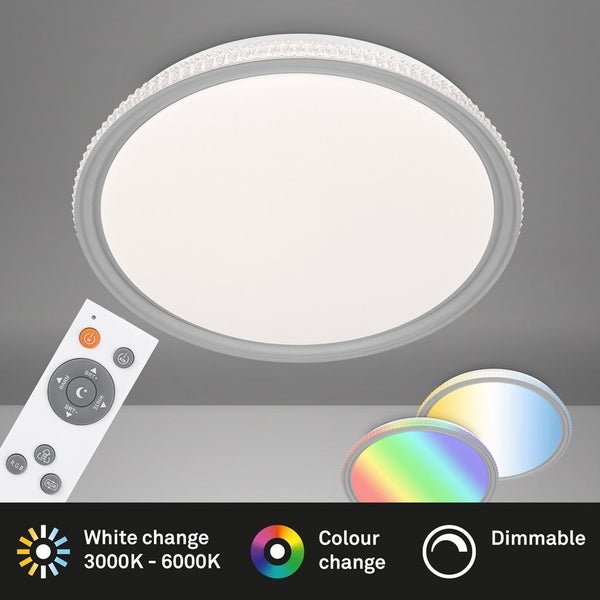 LED Deckenleuchte Dimmbar Fernbedienung CCT 40W grau Kunststoff Briloner