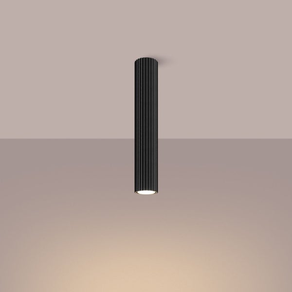 Schwarze Deckenleuchte mit geripptem Design