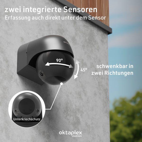 Bewegungsmelder 12m 180 Grad Erfassung schwenkbar IP44 für Innen und Außen LED geeignet anthrazit ideal für Sicherheit und Übersicht