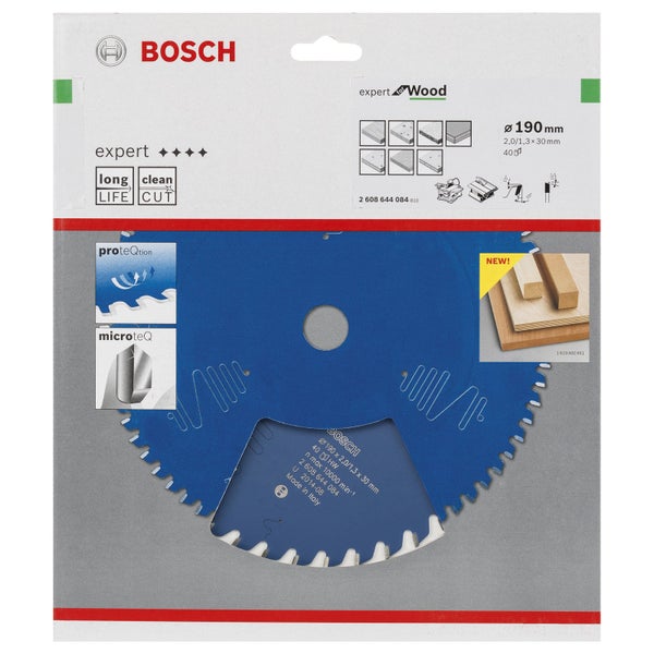 Bosch Kreissägeblatt Expert for Wood für Tischkreissägen 190 x 30 x 2 mm 40 - 2608644084