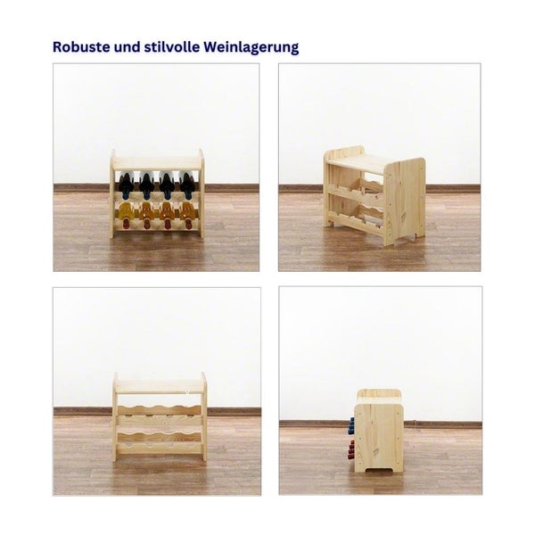 PROREGAL Weinregal Pinotwine C HxBxT 36 x 44 x 26,5 cm 8 Flaschen Massives Kiefernholz Rotbraun Geölt