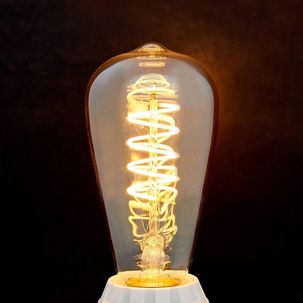 LED-Filament-Leuchtmittel in Edison-Form mit spiralförmigem Glühfaden.