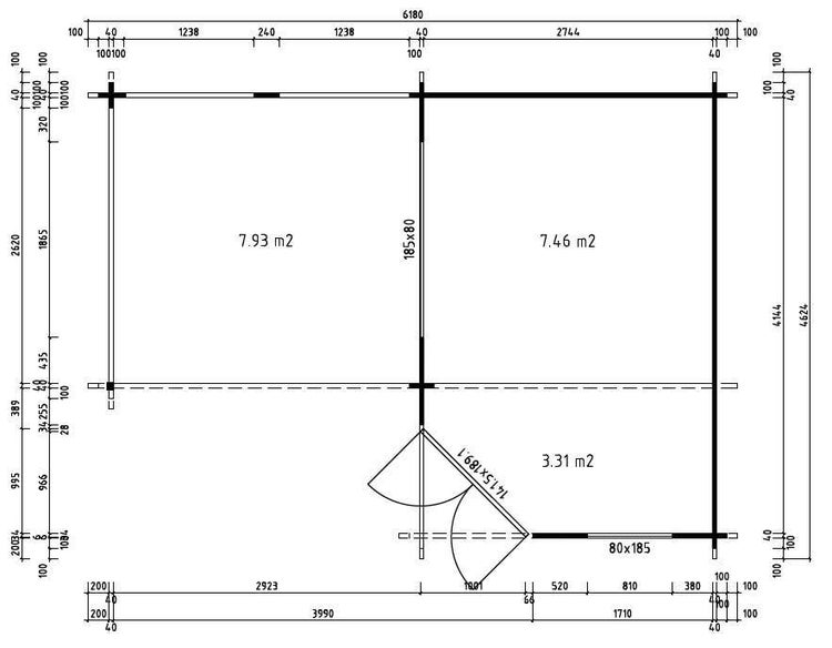 Alpholz 5-Eck Gartenhaus Pepe Optima aus Holz Gartenhaus mit 40 mm Wandstärke Holzhaus Blockbohlenhaus Flachdach