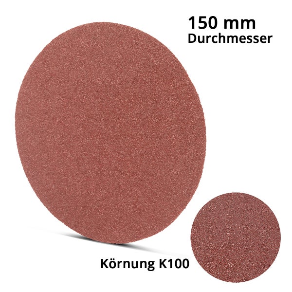 Schleifpapier mit 150 mm Durchmesser und K100 Körnung