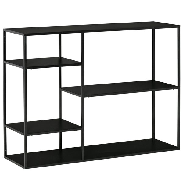 HOMCOM Standregal Bücherregal Lagerregal Aktenregal mit 5 offenen Fächern Küchenregal Metall Schwarz 120 x 35 x 87,5 cm
