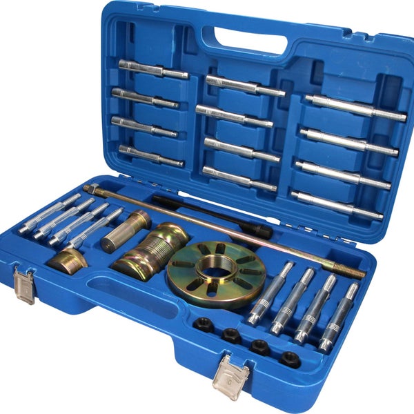 Werkzeugsatz in blauem Koffer für die Montage und Demontage von Lagern, Buchsen und Dichtungen