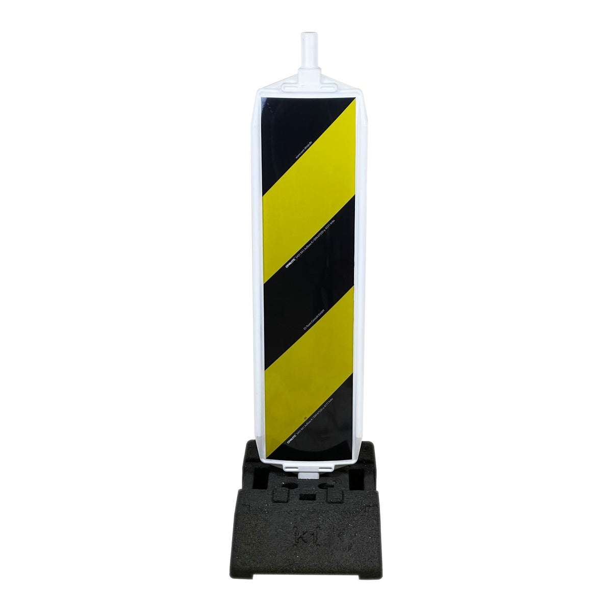 UvV Leitbake Fußplatte (18 / 30 kg) Baustelle rot/weiß oder Lager gelb, schwarz / RA1 schwarz / gelb / K1 (28 kg) / ohne Baustellenleuchte