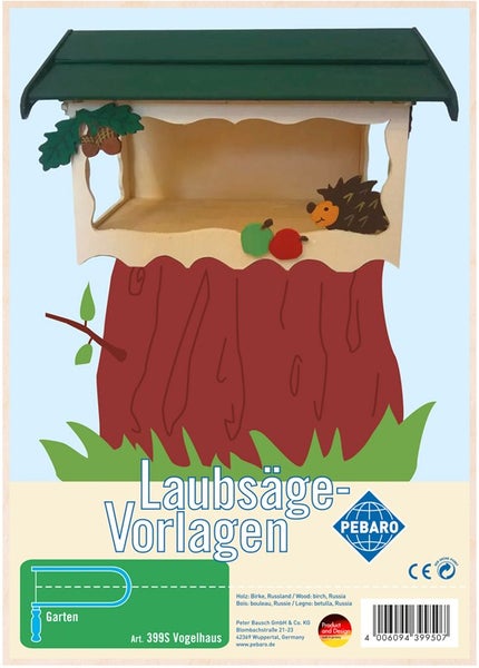 PEBARO 399S - Laubsägevorlage Vogelhaus, 4 Platten, Größe DIN A4