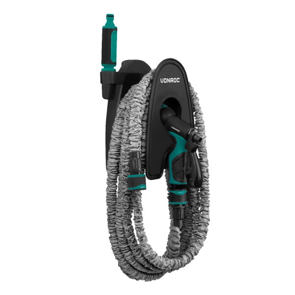VONROC flexibler Gartenschlauch 20 Meter, Wasserschlauch - Flexschlauch inkl. Wandhalterung und Multispritze - Ausziehbarer knickfreier Schlauch für Garten