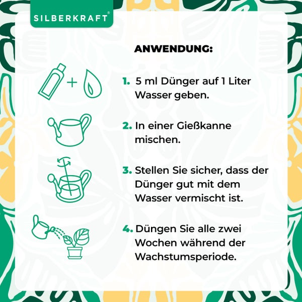 SILBERKRAFT Zimmer- & Grünpflanzen Dünger – 1 Liter