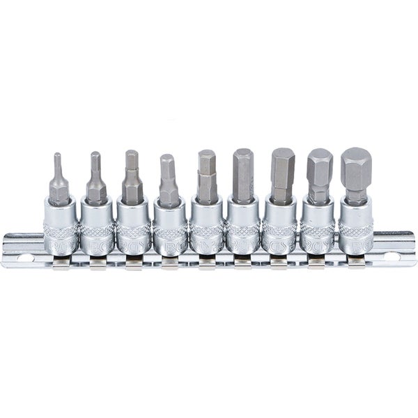 BGS Bit-Einsatz-Satz Antriebe Innenvierkant 6,3 mm (1/4) Innensechskant 3/32 - 3/8 Zollgrößen 9tlg. - 2749