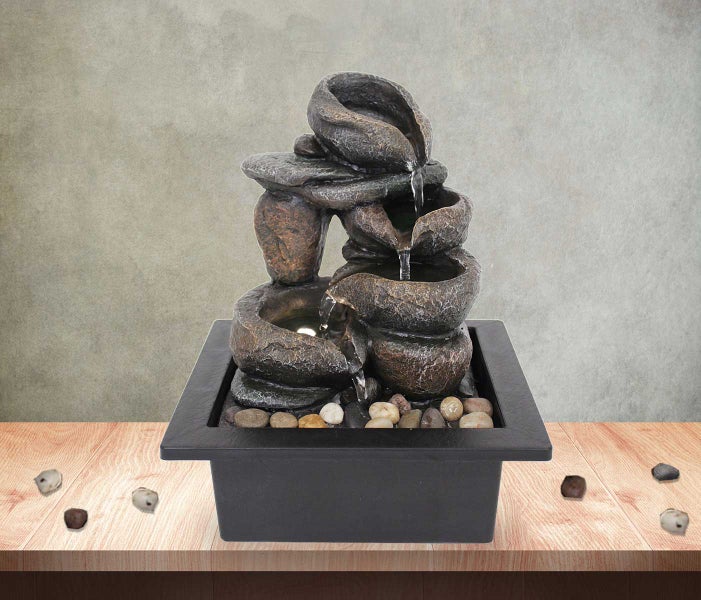 Zimmerbrunnen Tischbrunnen FoScoglio antik braun Led 26 cm 10972