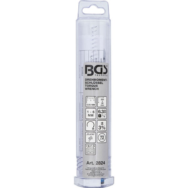 BGS Drehmomentschlüssel Abtrieb Außenvierkant 6,3 mm (1/4) 1 - 6 Nm - 2824