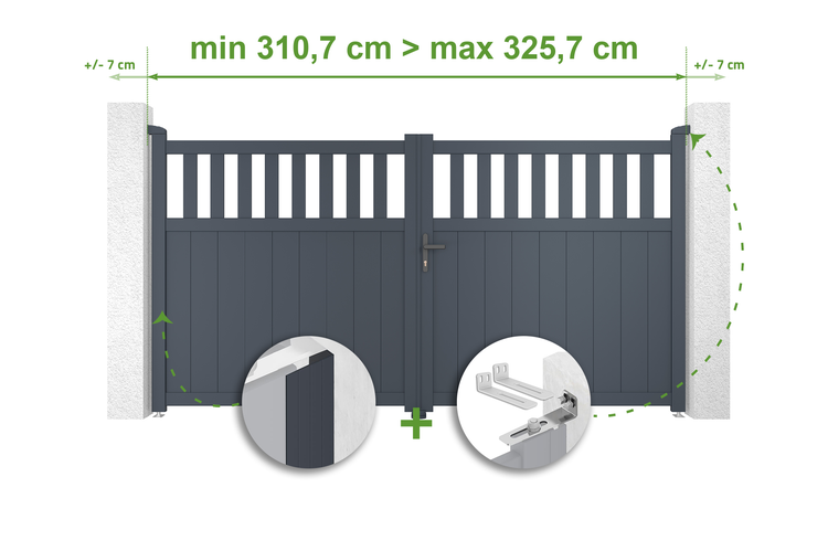 Doppelflügeltor mit Breitenangabe