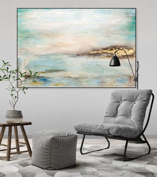 Handgemaltes Gemälde Acrylfarbe 120x80cm Blau