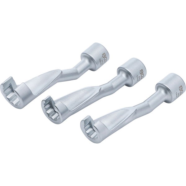 Drei gebogene Maulschlüssel aus Metall