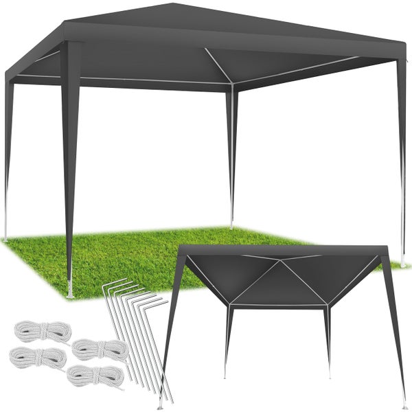 Pavillon tectake Kara inklusive Spannseile und Heringe 3 x 3 m grau