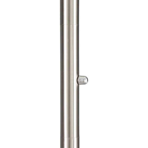 Nahaufnahme einer Metallstange mit integriertem Sensor oder kleiner LED-Leuchte.