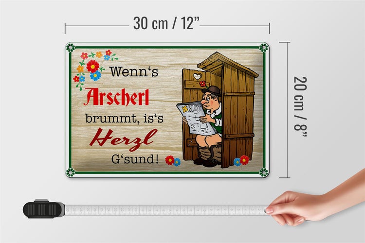 Blechschild Spruch 30x20cm wenn's Arscherl brummt