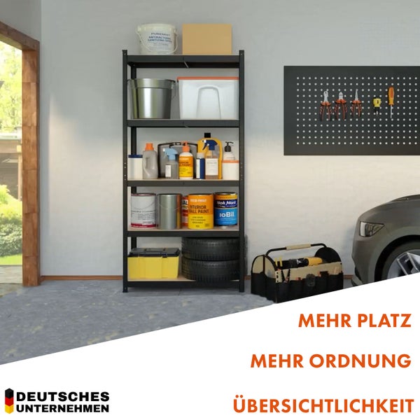 FLOORDIREKT Schwerlastregal Rhino - bis 1050 kg - Pulverbeschichtet - 180 x 90 x 45 cm Schwarz