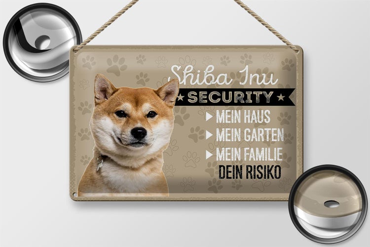 Blechschild Spruch 30x20cm Shiba Inu Security dein Risiko