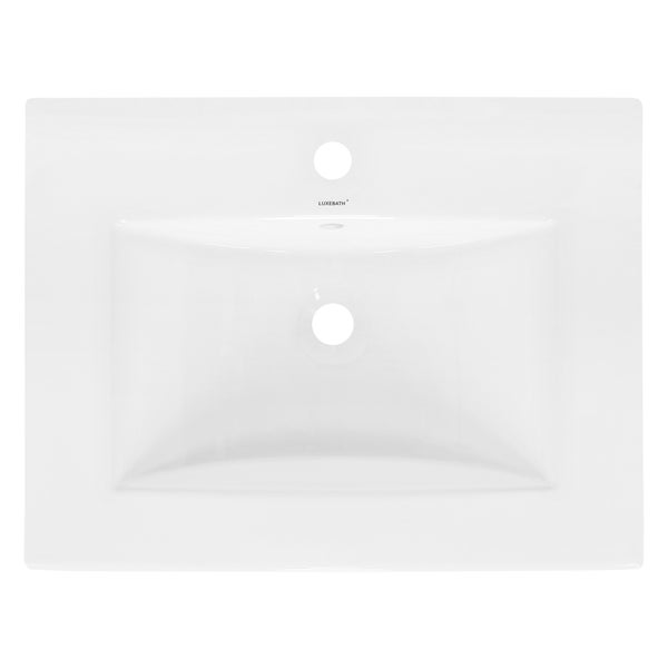 ECD Germany Waschbecken Waschtisch 610x465x175 mm Keramik Weiß inkl Ablaufgarnitur mit Überlauf Einbaubecken Einbauwaschbecken Handwaschbecken Einbauwaschtisch Aufsatzwaschbecken Spülbecken Wasserfall