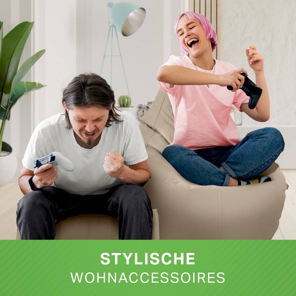 Green Bean 2er Set Sitzsack + Hocker - fertig befüllt - robust waschbar schmutzabweisend - Kinder & Erwachsene Bean Bag Bodenkissen Lounge Sitzhocker Relax-Sessel Gamer Gamingstuhl Pouf - Taupe