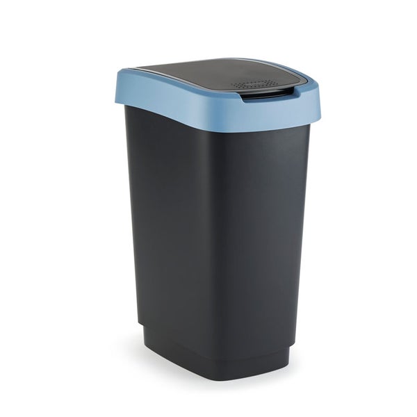 PROREGAL Klassischer Abfalleimer Für Innenbereich 25 Liter HxBxT 47,6 x 25 x 33 cm Kunststoff Schwarz-Blau