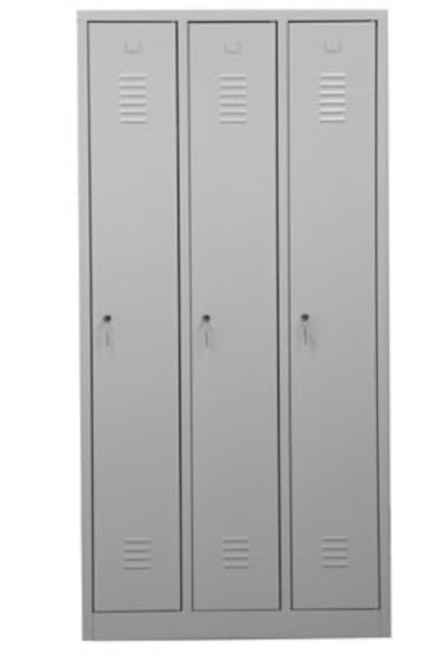 PROREGAL Garderobenspind Camel 3-Fächer HxBxT 180 x 90 x 50 cm Zylinderschloss Grau