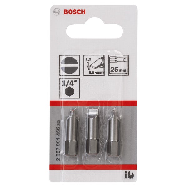 Bosch 3x Schrauberbit Extra-Hart, S 1,2 x 6,5, 25 mm - 2607001466