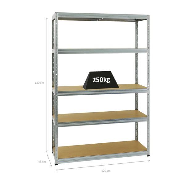 PROREGAL Schwerlastregal Big Elephant S HxBxT 180 x 120 x 45 cm Fachlast 250 kg Verzinkt