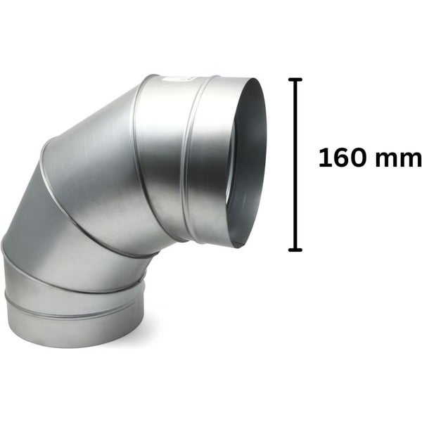 Winkel-Stück 90° aus Metall – 160 mm Verbindungsstück für Growboxen, Lüftungssysteme & Klimaanlagen
