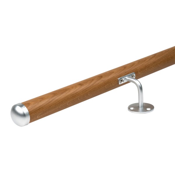 Holzhandlauf mit Halterung und Endkappe