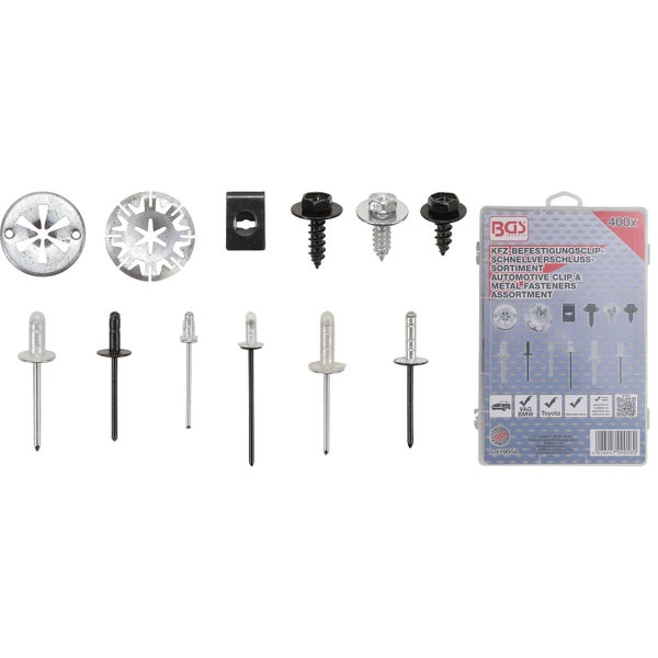 BGS KFZ-Befestigungsclip-Sortiment für Audi / VW / Toyota / Mercedes-Benz / BMW 400tlg. - 9058
