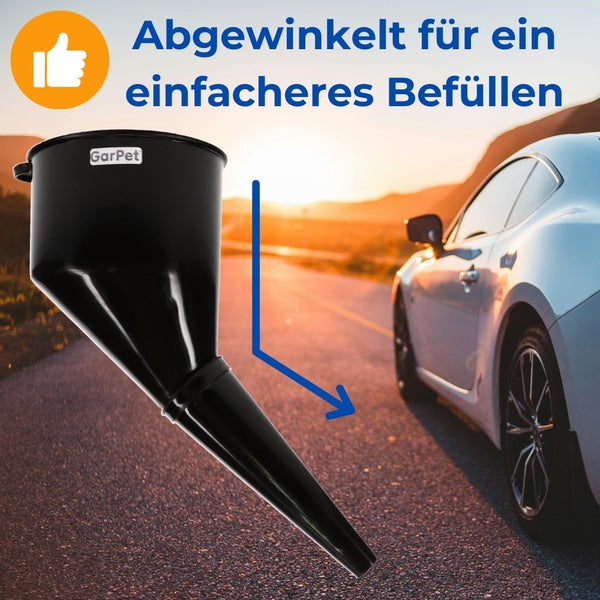 Schwarzer Einfülltrichter für leichteres Befüllen