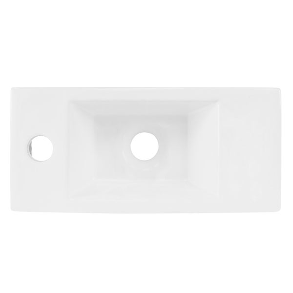 ML-Design Waschbecken aus Keramik in Weiß 40x18,5x10 cm, Eckig, klein, Hahnloch links, Wandmontage oder Aufsatzwaschbecken, Moderne Waschtisch Waschschale Waschplatz Handwaschbecken, für Badezimmer
