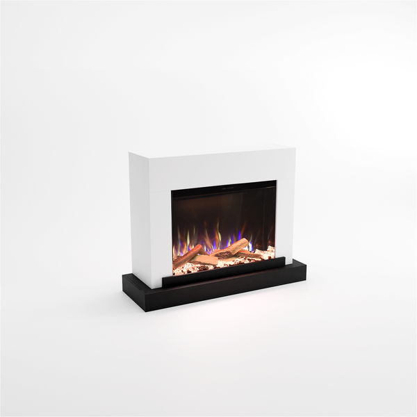 Glow Fire Elektrokamin 'PR4' | LED Standkamin in weiß mit Heizung (1500 W) | HxBxT: 126x97x43 cmcm