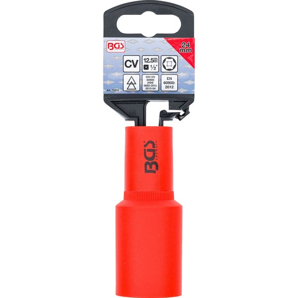 BGS VDE-Steckschlüssel-Einsatz Sechskant Antrieb Innenvierkant 12,5 mm (1/2) SW 24 mm - 72074