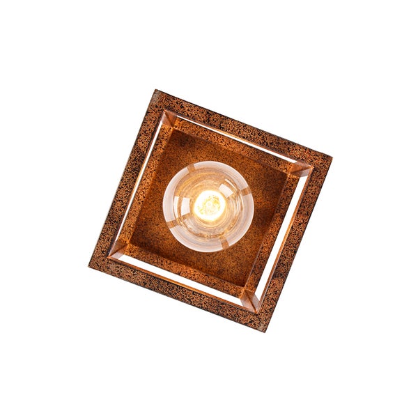 Quadratische Deckenleuchte mit einer klaren Glühbirne