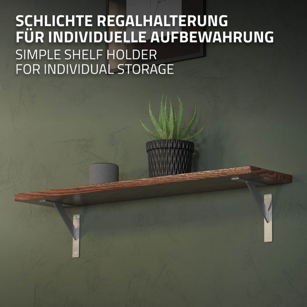 ML-Design 2 Stück Regalhalterung 180x180 mm, Silber, Aluminium, Schwebende Regalhalterungen, Regalwinkel, Wandhalterung für Regalbrett, Regalträger für Wandmontage, Wandregal Wandkonsole Regalstütze