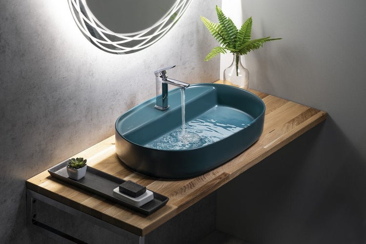 Isvea Waschbecken Oval Aufsatzwaschbecken Badezimmer Petrol