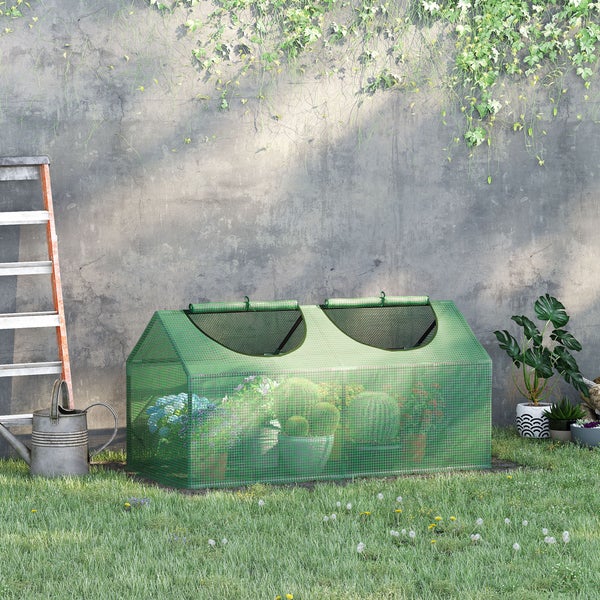 Outsunny Foliengewächshaus mit Fenster, PE Treibhaus, 120 x 60 x 60 cm, PE, Stahl, Grün