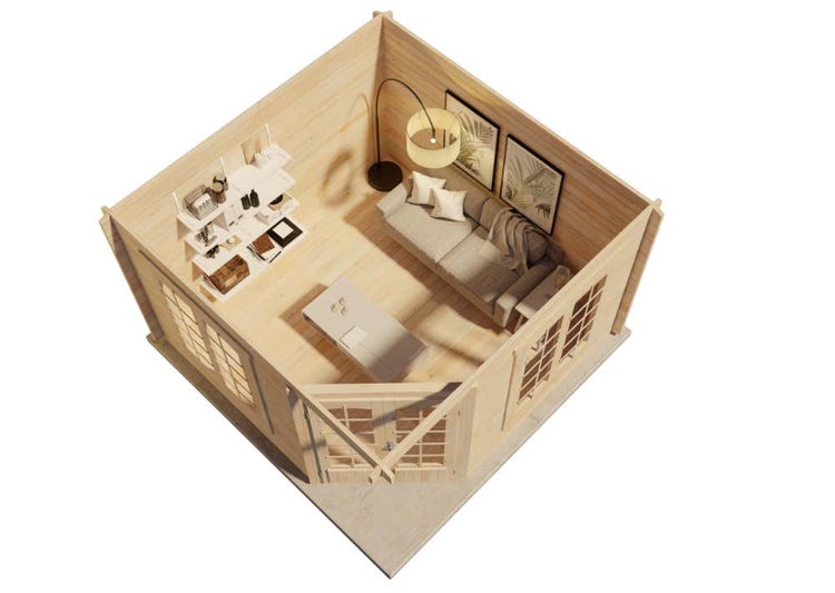 Alpholz 5-Eck Gartenhaus Josephine-40 B aus Massiv-holz, Gerätehaus mit 40 mm Wandstärke, Garten Holzhaus inklusive Montagematerial, Geräteschuppen Größe: 352 x 352 cm, Spitzdach