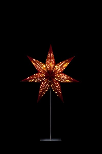 Sterntaler Dekostern | Weihnachtsstern Papier | Samt | Faltstern mit Ständer | 45cm | Innen | Glühbirne | Netzstecker