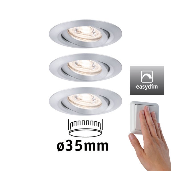 LED Einbauleuchte Easy Dim Nova Mini Plus Coin Basisset schwenkbar rund 66mm 15° Coin 3x4,2W 3x300lm 230V dimmbar 2700K Alu