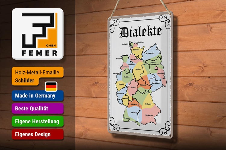 Blechschild Spruch 20x30cm Dialekte Karte Bundesländer