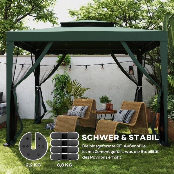 Outsunny Gewicht 4 STK. Zeltgewichte für Pavillon Bierzelt Gazebo stapelbar Standfuß Kunststoffmantel Zementkern Ø20 x 4,5 cm Schwarz