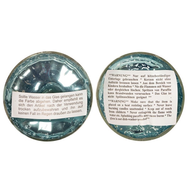 Windlicht mit Warnhinweisen