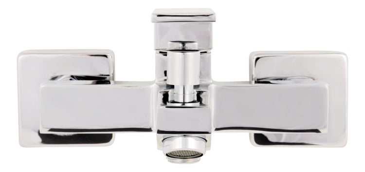 Calmwaters® Eckige Badewannenarmatur Modern Square, Wasserhahn Badewanne, Wannenarmatur mit Umsteller, Einhandmischer mit Keramikkartusche, Brauseabgang 1/2, Aufputz-Montage, Messing, Chrom, 13PZ2418