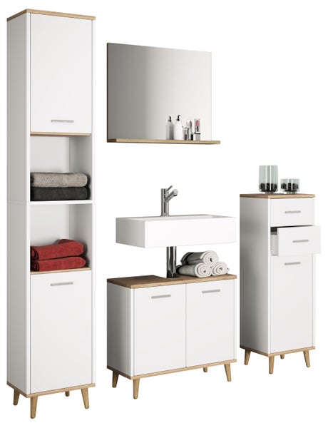 4-tlg. Komplett Badmöbel Badschrank Set Landos l